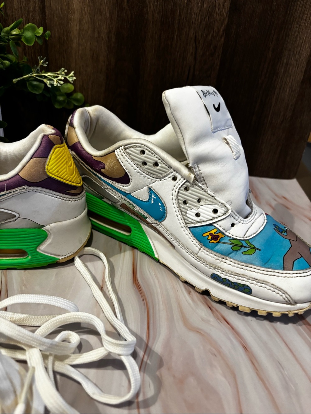 Nike White Teal Purple Green Graphic Low-Top Flats - Picture 9 of 16